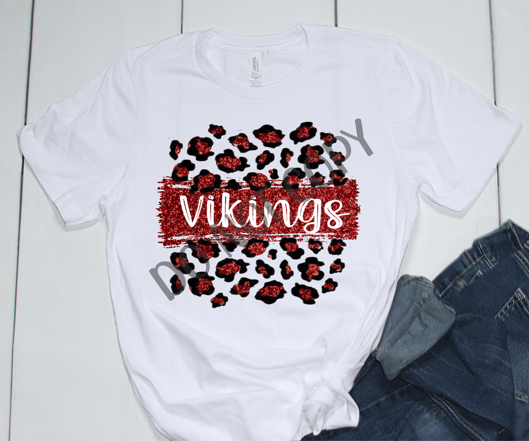 Vikings Maroon & White Leopard Glitter