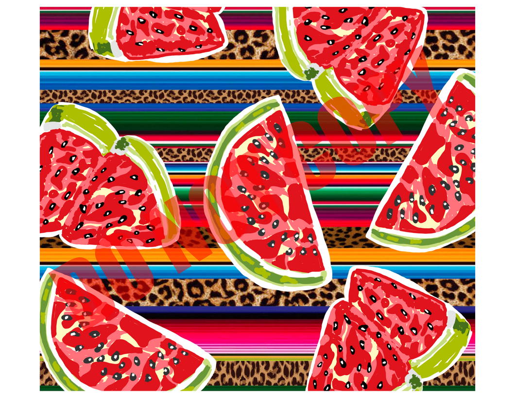 Watermelon Leopard & Serape 20 oz Straight tumbler Sublimation Transfer