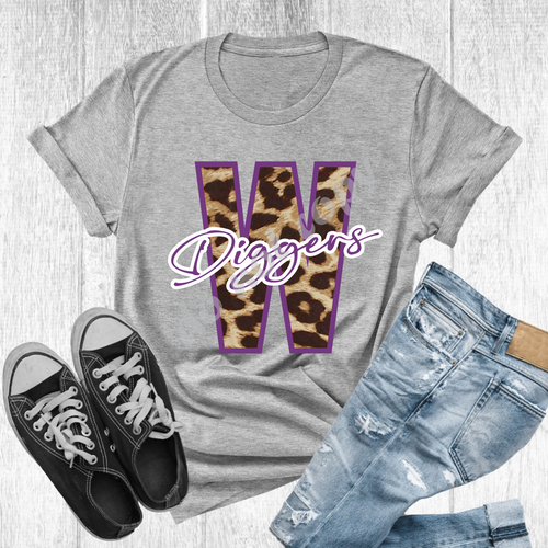 W Diggers Purple Leopard Letter