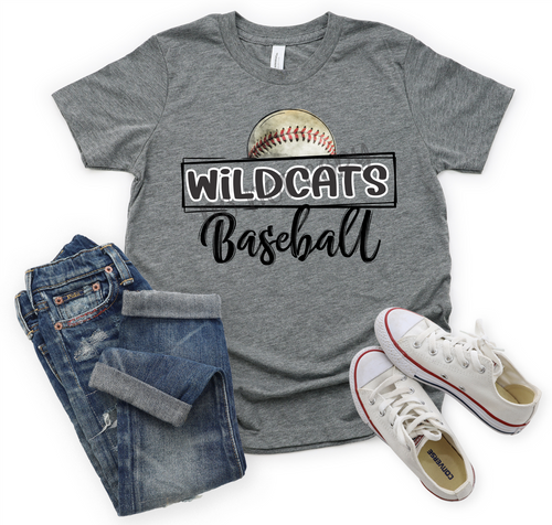 Wildcats Baseball Black White