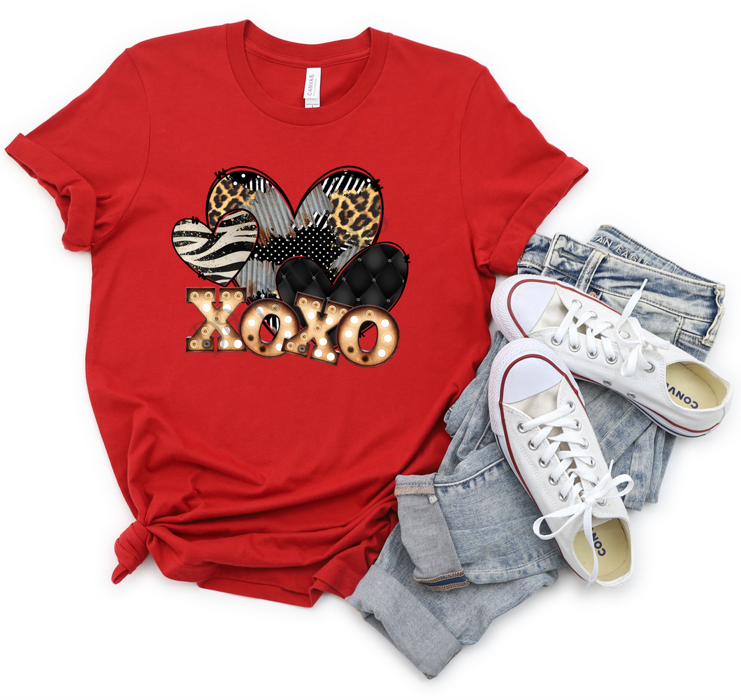 XOXO Marquis Letters With Leopard, Tin & Zebra Hearts Transfer