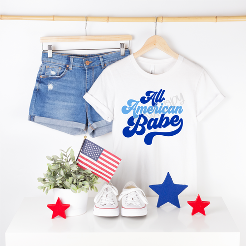 All American Babe Blue & Light Blue Transfer