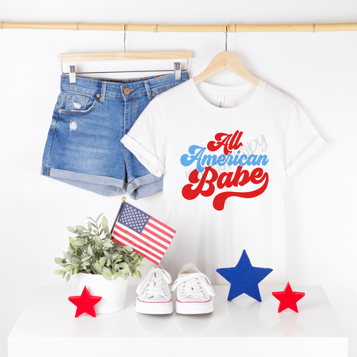 All American Babe Red & Light Blue Transfer