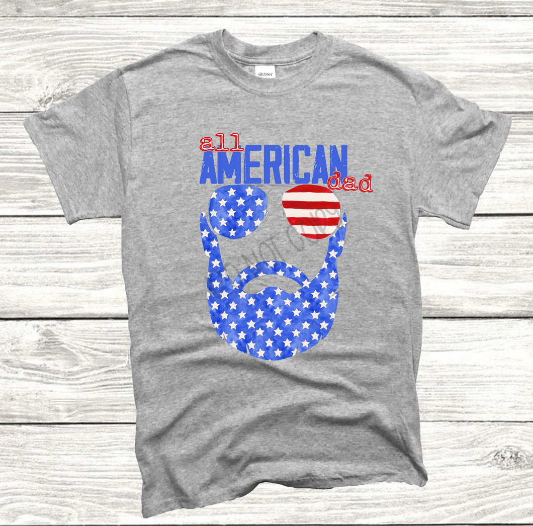 All American Dad Beard With Glasses Transfer