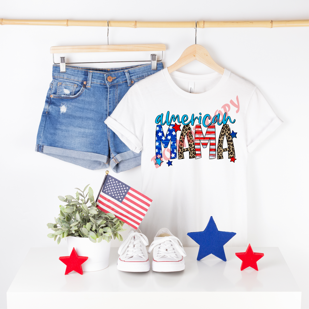 American Mama Leopard Patriotic Transfer