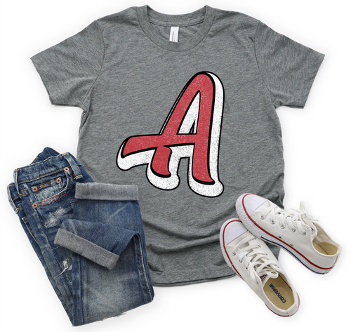 Letter A Red Distressed Mascot Letter