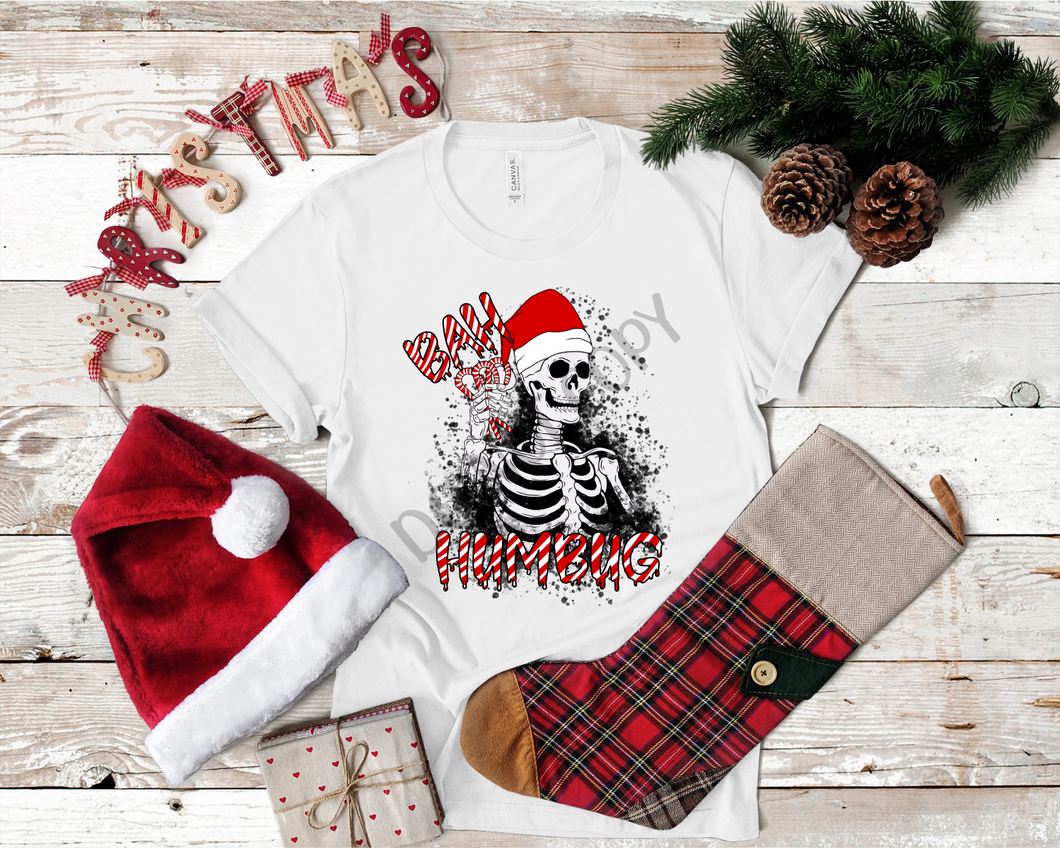 Bah Humbug Peppermint Skeleton Transfer