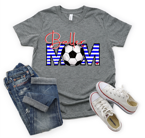 Baller Mom Soccer Blue Stripes