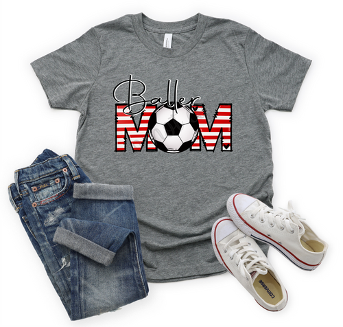 Baller Mom Soccer Red Stripes