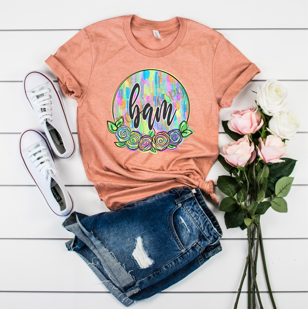 Bam Floral Textured Circle Transfer