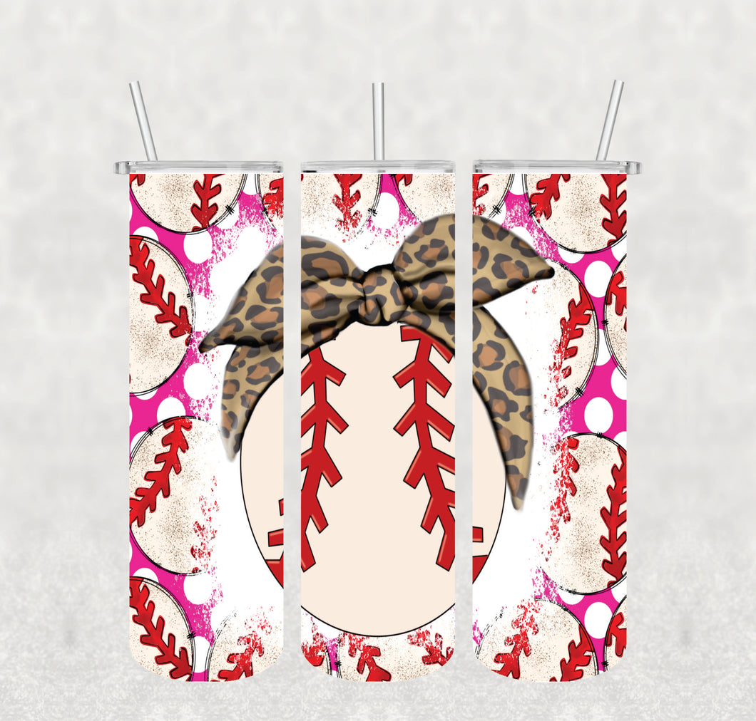 Baseball Cheetah Bow Wrap/Tumbler