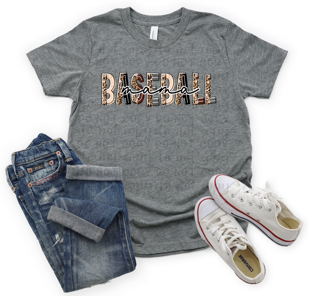 Baseball Mama Half Leopard Letters Transfer