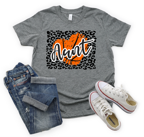 Basketball Aunt Heart With Leopard Background