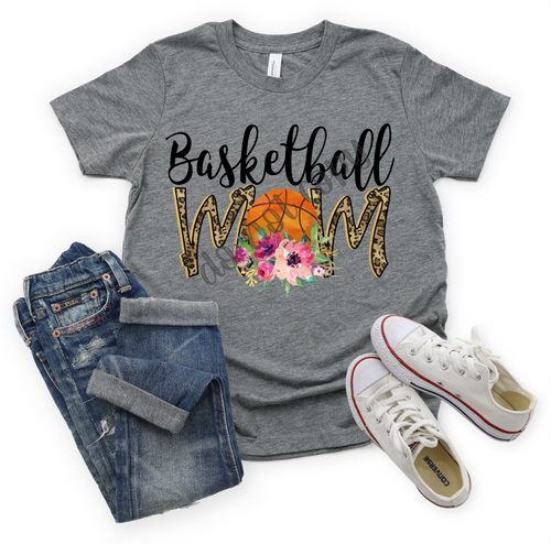 Basketball Mom Leopard With Flowers Transfer