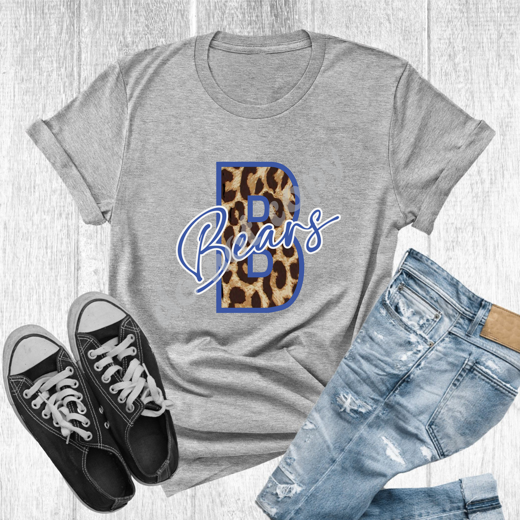 B Bears Blue & White Leopard Letter