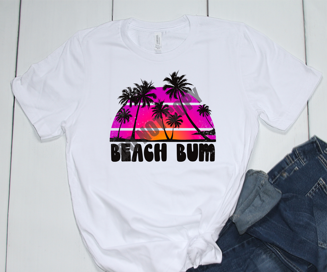 Beach Bum Pink Retro Transfer