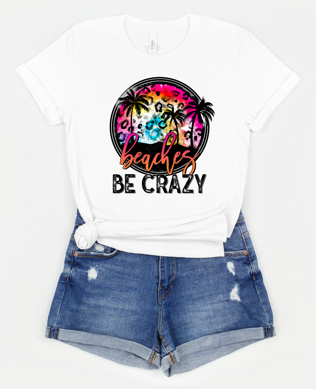 Beaches Be Crazy Colorful Leopard Circle Transfer