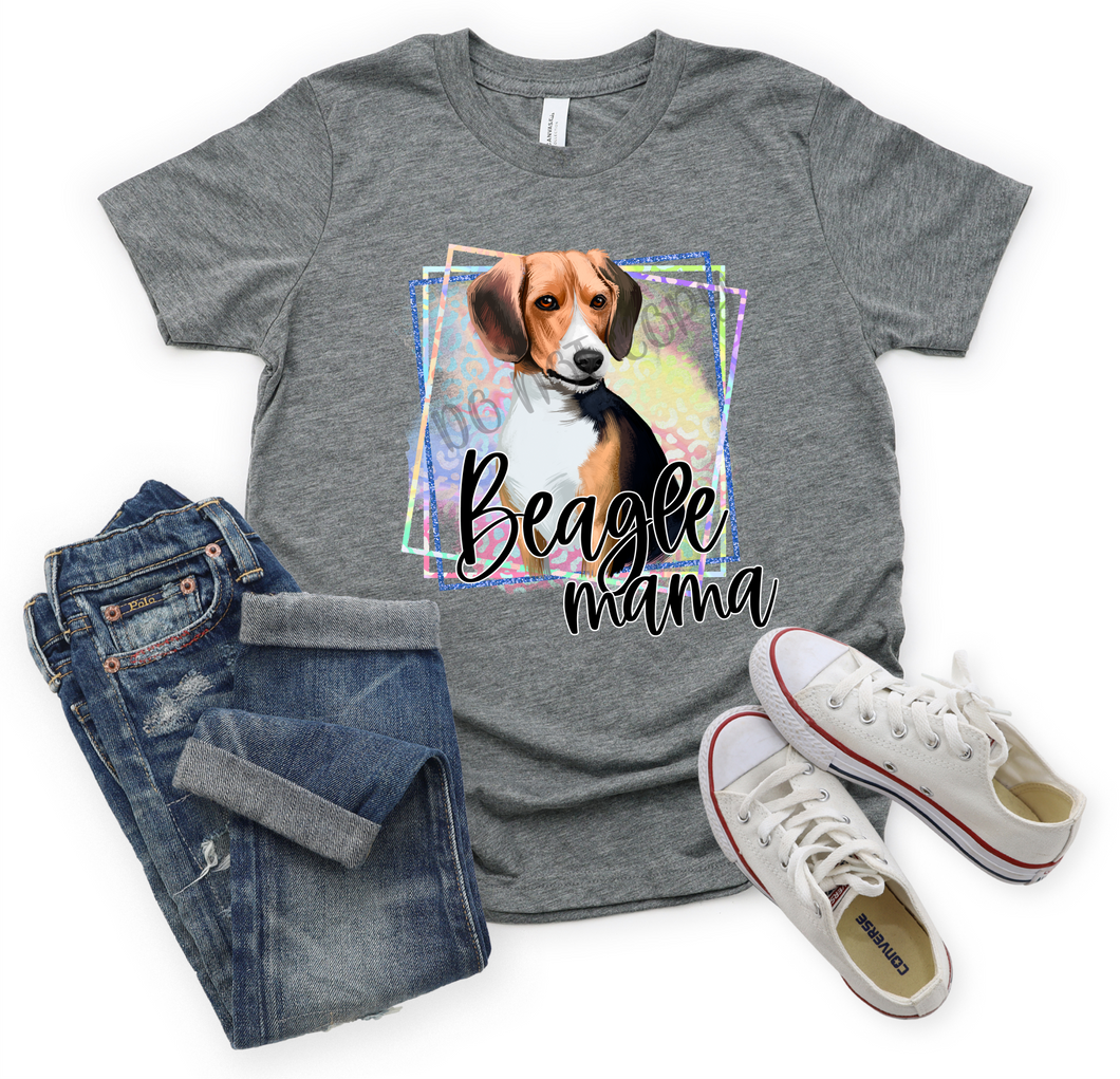 Beagle Mama Colorful Squares Transfer