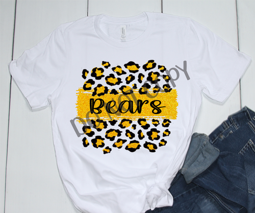 Bears Black and Yellow Leopard Glitter