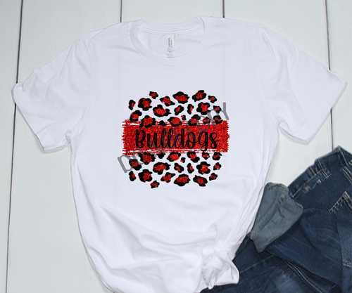 Bulldogs Red & Black Leopard Glitter