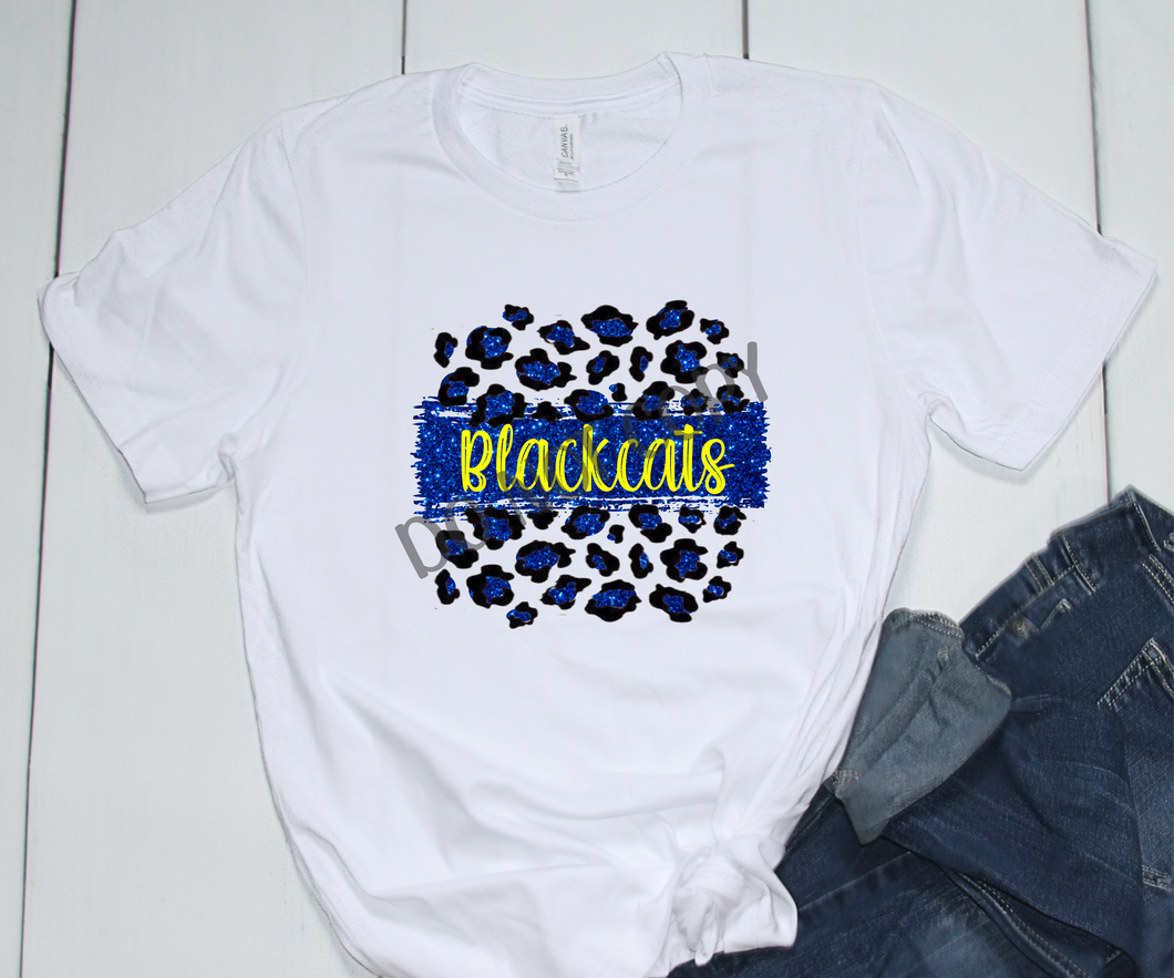 Blackcats Blue & Yellow Leopard Glitter