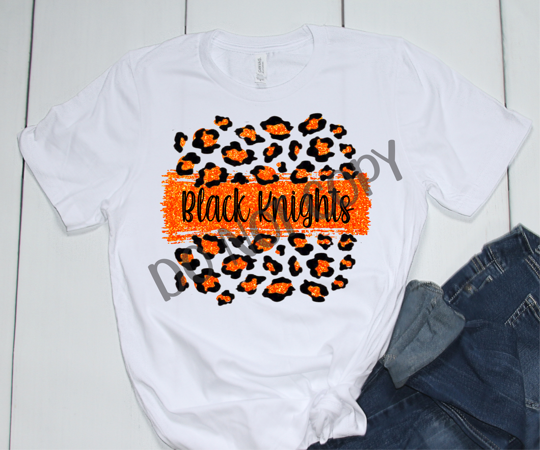 Black Knights Orange & Black Leopard Glitter