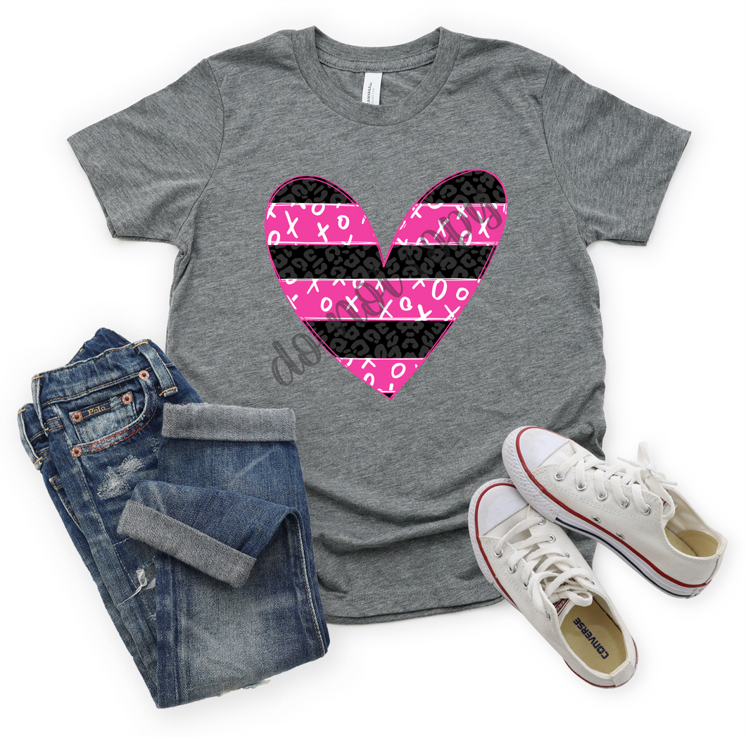 Black Leopard & Pink XOXO Heart Transfer