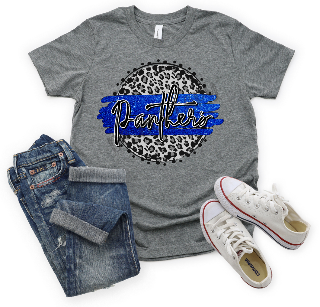 Panthers Blue Glitter Cheetah Transfer