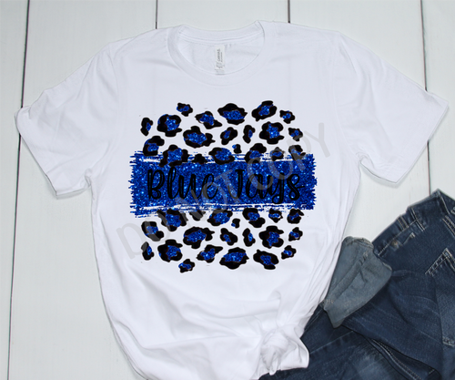 Blue Jays Blue & Black Leopard Glitter