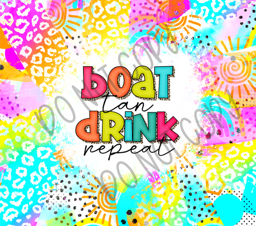 Boat Tan Drink Repeat 20 oz Straight tumbler Sublimation Transfer