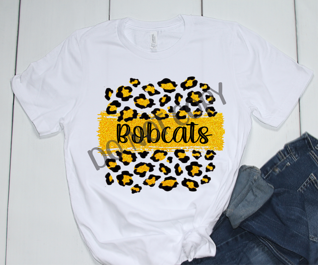 Bobcats Black & Gold Leopard Glitter