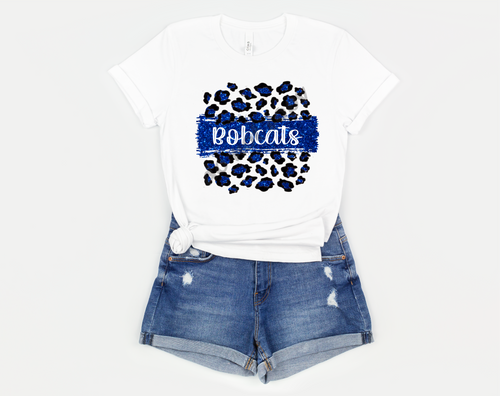 Bobcats Blue & White Leopard Glitter