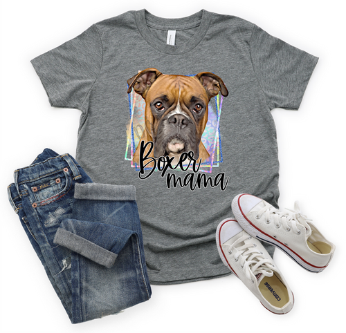 Boxer Mama With Colorful Squares Transfer