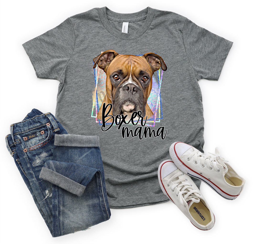 Boxer Mama With Colorful Squares Transfer