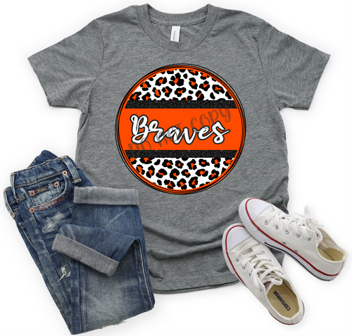 Braves Orange & Black Leopard Circle