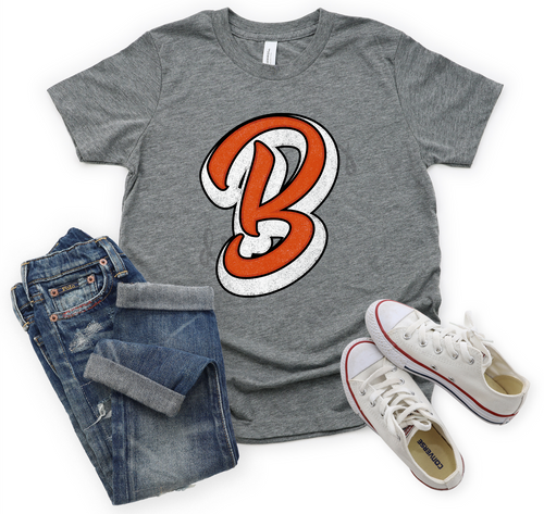 Letter B Orange Distressed Mascot Letter