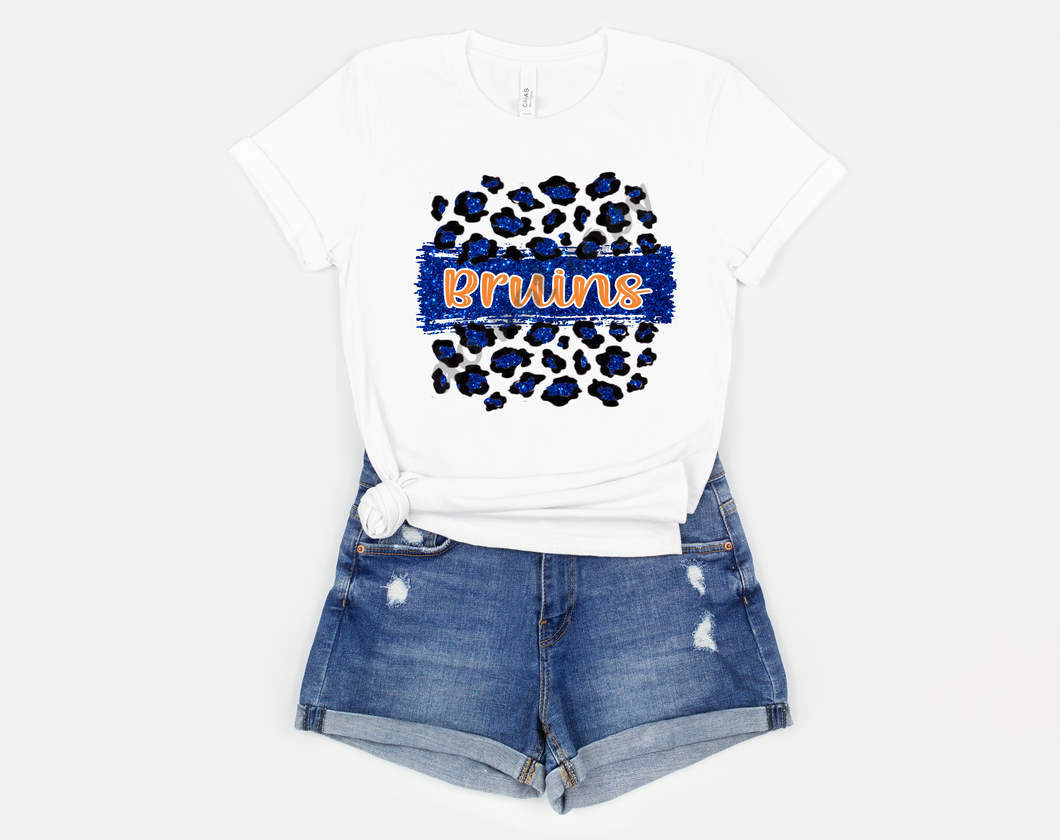 Bruins Orange & Blue Leopard Glitter