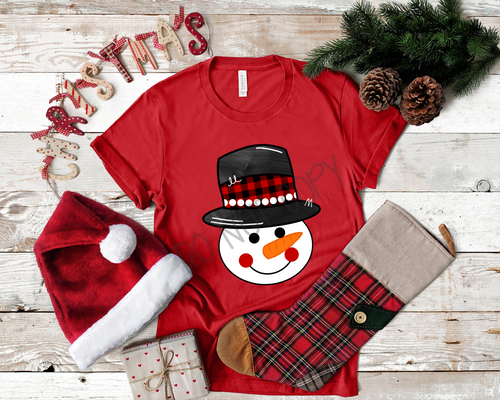 Buffalo Plaid Snowman Head Transfer