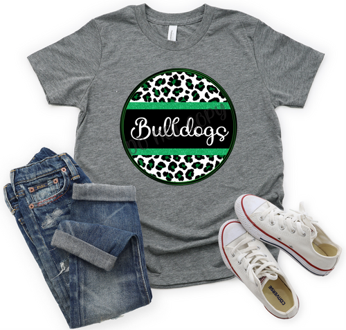 Bulldogs Green Leopard Circle