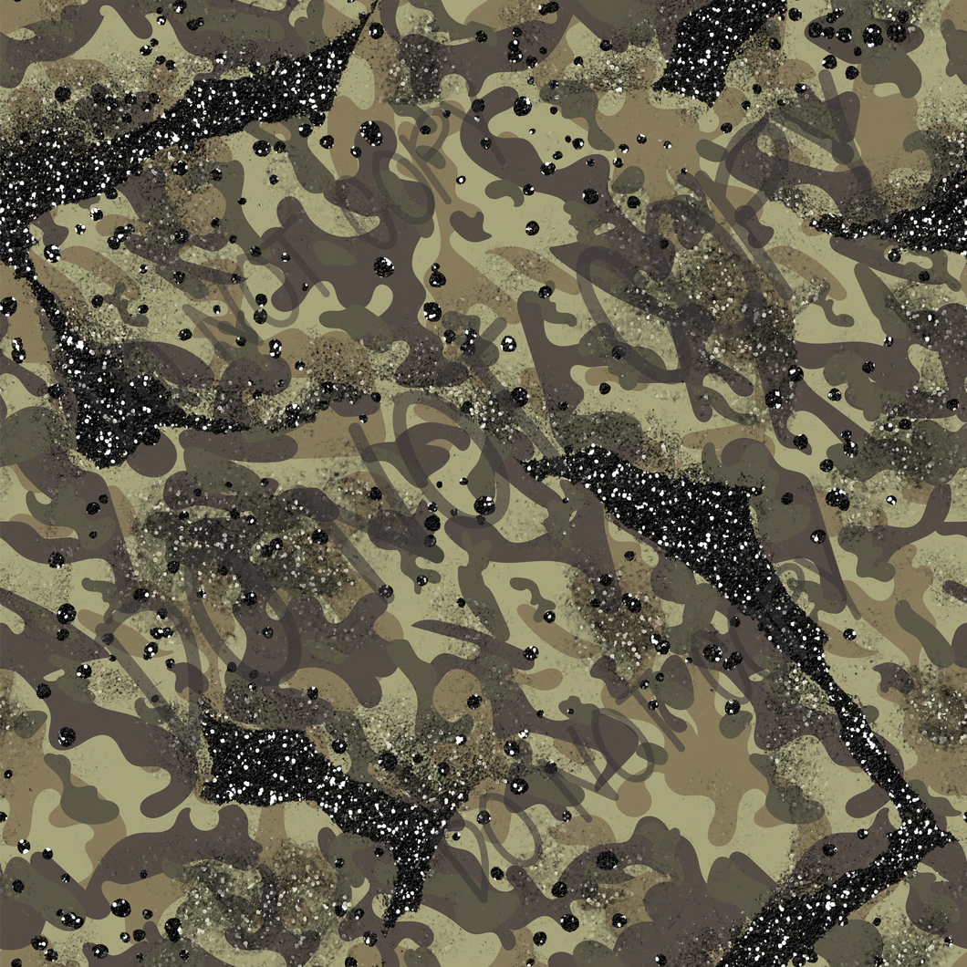 Camo Black Glitter Background 12x12