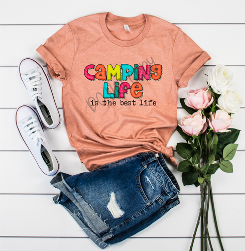 Camping Life Is The Best Life Bright Colors Transfer