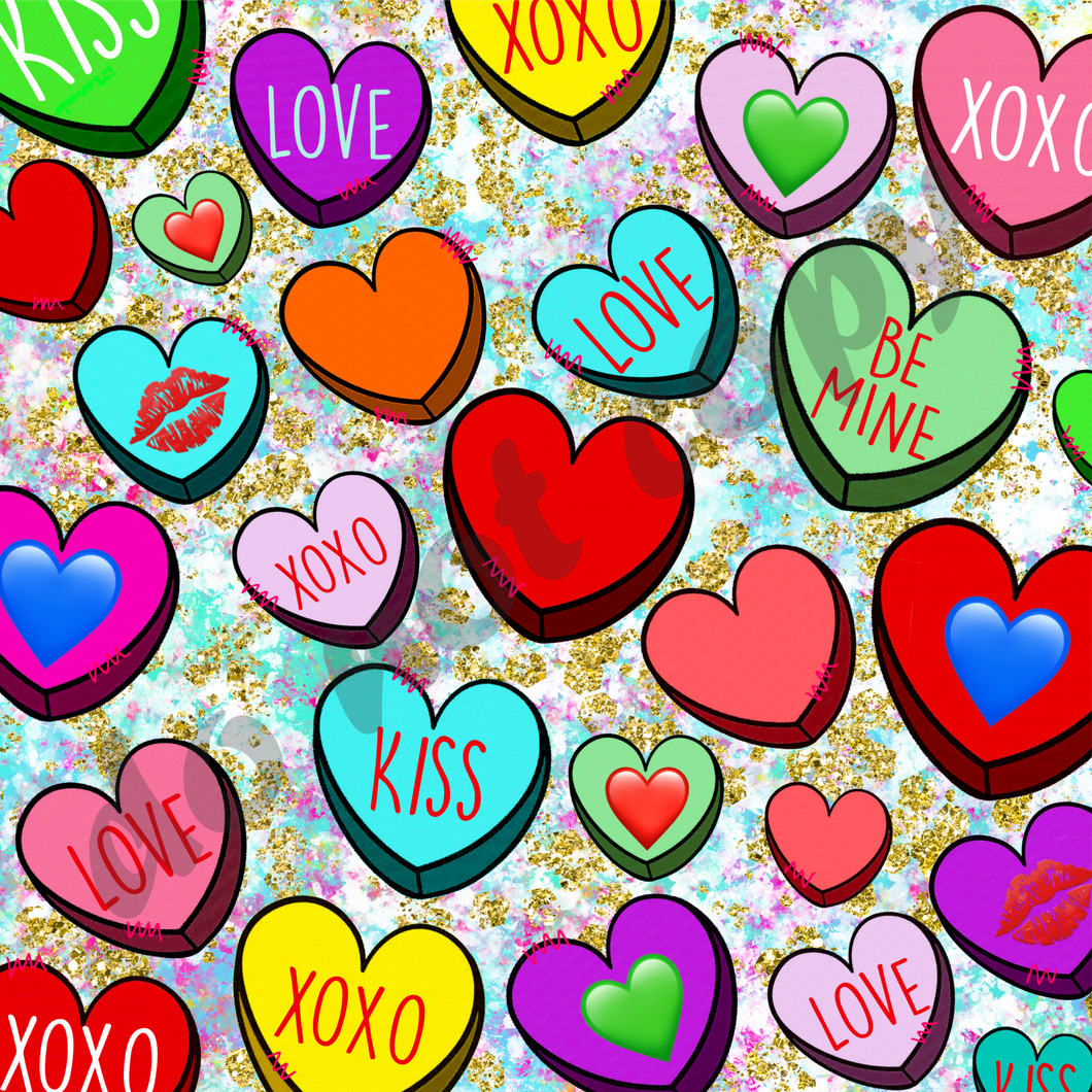 Valentine's Candy Hearts Background 12x12