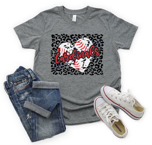 Cardinals Red Baseball Heart With Leopard Background