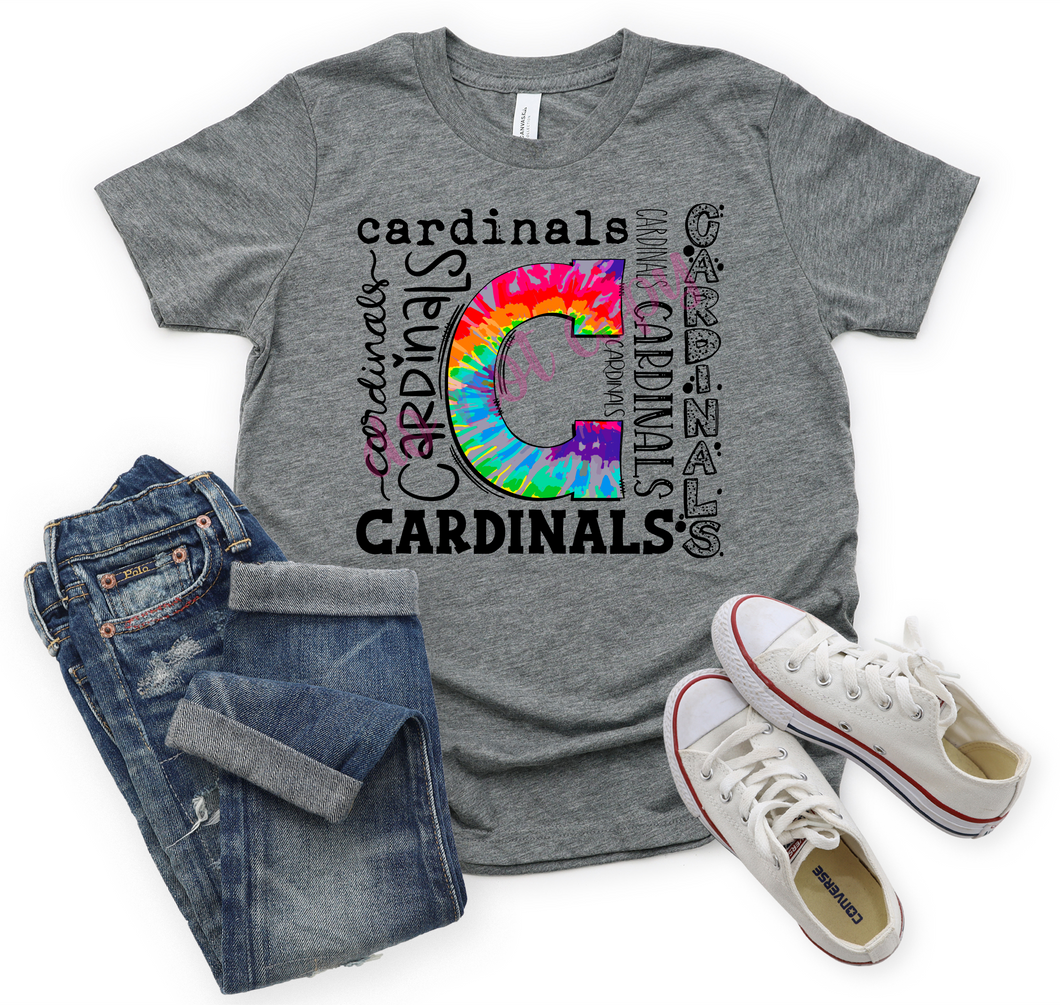 Cardinals Tie-dye Typography Transfer