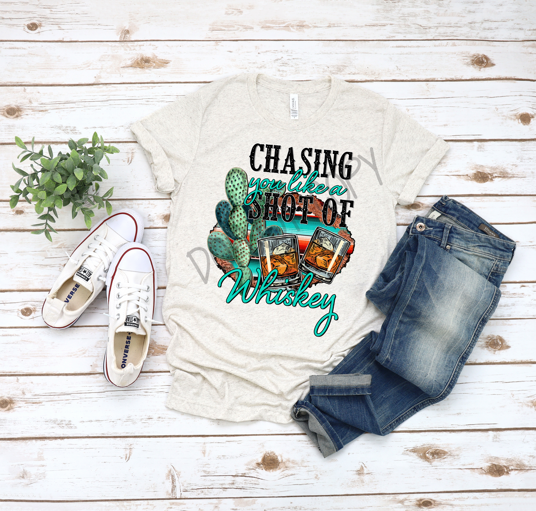 Chasing you like a shot of whiskey transfer Leather Serape Cactus