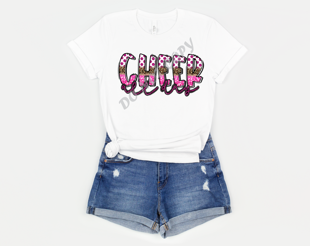 Cheer All Day Pink Leopard Transfer