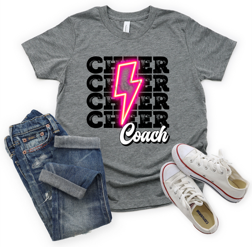 Cheer Coach Pink Lightning Bolt Letters