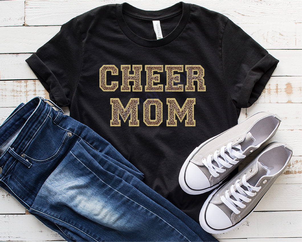 Cheer Mom Leopard Faux Chenille Letters