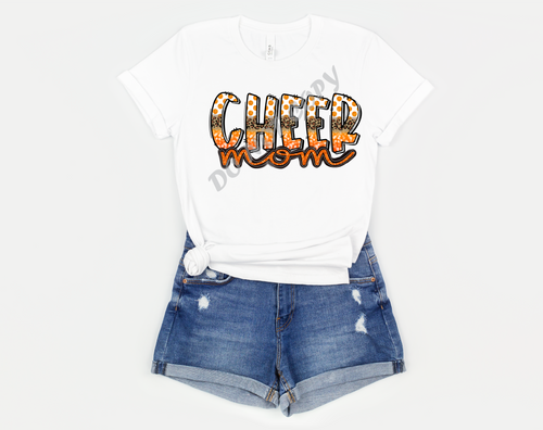 Cheer Mom Orange Leopard Stacked Transfer