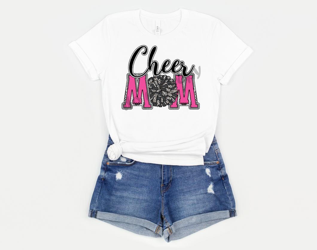 Cheer Mom Pink With Leopard Pom